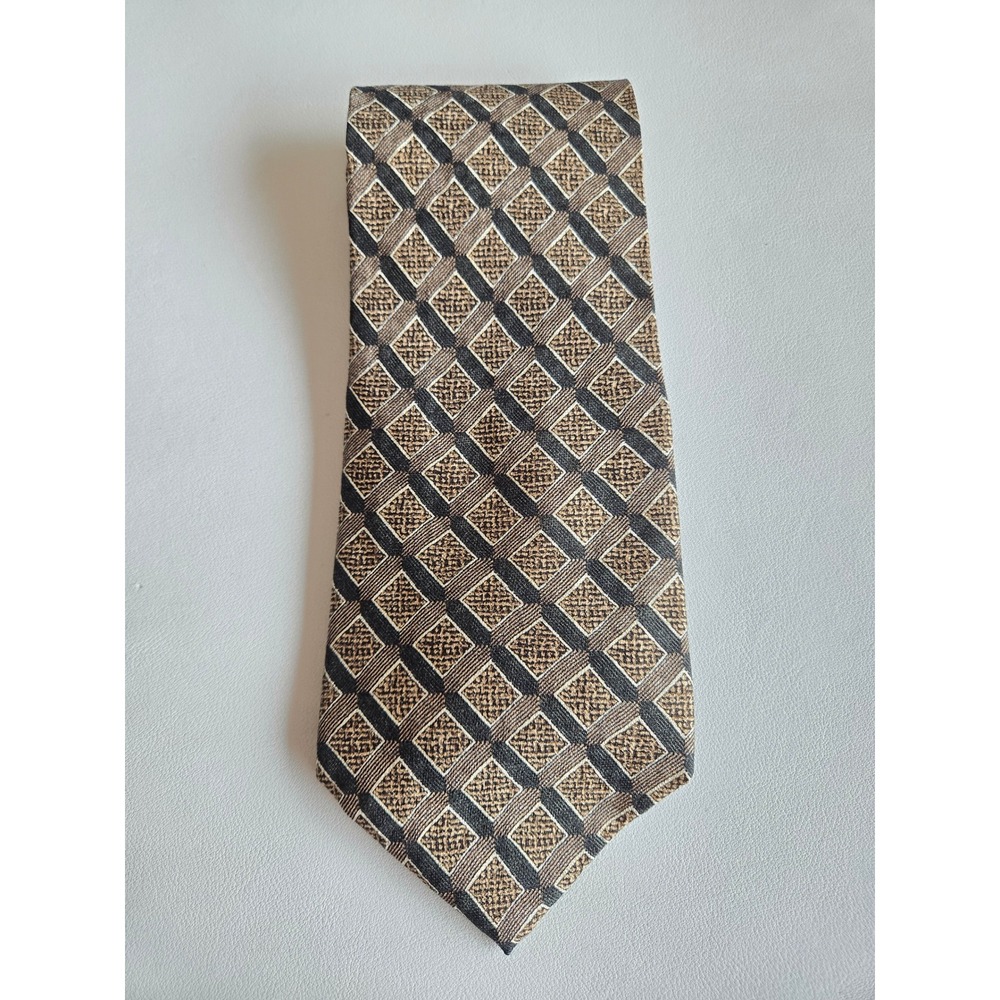 Guess USA American Classics Silk Brown Black Geometric Necktie Retro Classic